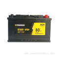 12v 80ah lead acid agm start stop battery